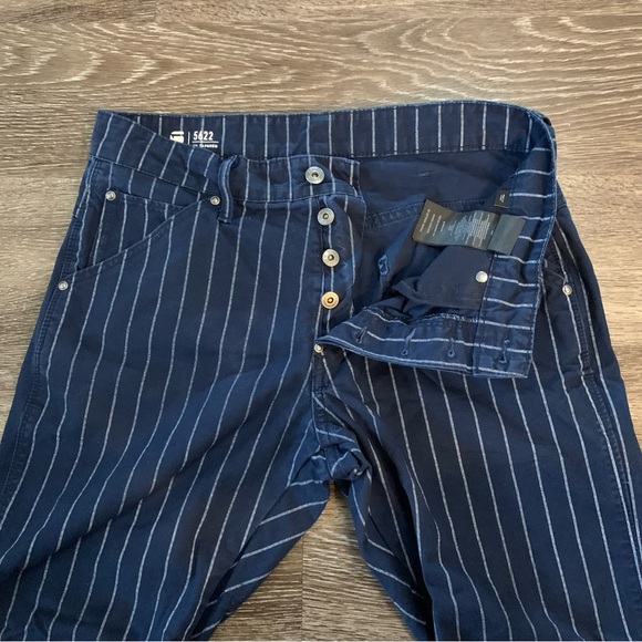 G-Star Raw Men’s 5622 Elwood 3D Tapered Navy Pinstripe Jeans 30x32 - Picture 4 of 14